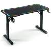 NL: Gaming bureau - 120 x 60 x 75 cm - RGB LED, USB, bekerhouder, hoofdtelefoonhouder, 5 mm glas - zwart 1 Stuks [BMD1129BK]