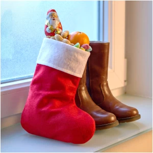 Kerstlaars van de Kerstman – vilt – 25 x 40 cm – rood/wit 1 Stuks [58707B]