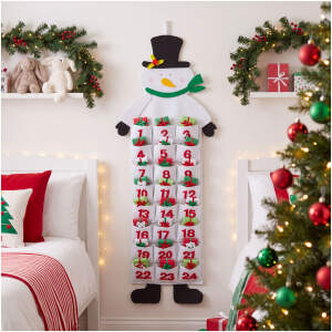 Kerstdecoratie – adventskalender – sneeuwpop – vilt – hangend – 68 x 19 cm 1 Stuks [59780]
