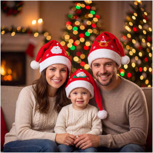 Kerstmuts voor de Kerstman – 3 soorten – fluweel – 29 x 42 cm – rood/wit 1 Stuks [58720D]