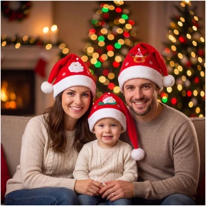 Kerstmuts voor de Kerstman – 3 soorten – fluweel – 29 x 42 cm – rood/wit 1 Stuks [58720D]