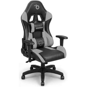 Gamingstoel - met hoofdsteun en lendensteun - grijs - 72 x 52 cm / 50 x 44 cm 1 Stuks [BMD1126GY]