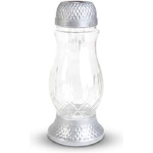 Glazen kaarslamp op zonne-energie met plastic dop - 25 x 10 cm - zilver - warmwitte LED 6 Stuks [TW1022]