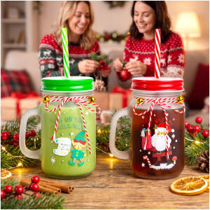 Kerstbeker met rietje - 450 ml - 2 uitvoeringen 1 Stuks [58864]