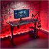 NL: Gaming bureau - 120 x 60 x 75 cm - RGB LED, USB, bekerhouder, hoofdtelefoonhouder, 5 mm glas - zwart 1 Stuks [BMD1129BK]