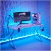 Gaming bureau - 120 x 60 x 75 cm - RGB LED, USB, bekerhouder, hoofdtelefoonhouder, 15 mm MDF - wit 1 Stuks [BMD1127WH]