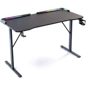 Gaming bureau - 120 x 60 x 75 cm - RGB LED, USB, bekerhouder, hoofdtelefoonhouder, koolstofvezel - zwart 1 Stuks [BMD1128BK]