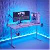 Gaming bureau - 120 x 60 x 75 cm - RGB LED, USB, bekerhouder, hoofdtelefoonhouder, koolstofvezel - wit 1 Stuks [BMD1128WH]