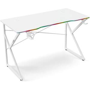 Gaming bureau - 120 x 60 x 75 cm - RGB LED, USB, bekerhouder, hoofdtelefoonhouder, 15 mm MDF - wit 1 Stuks [BMD1127WH]